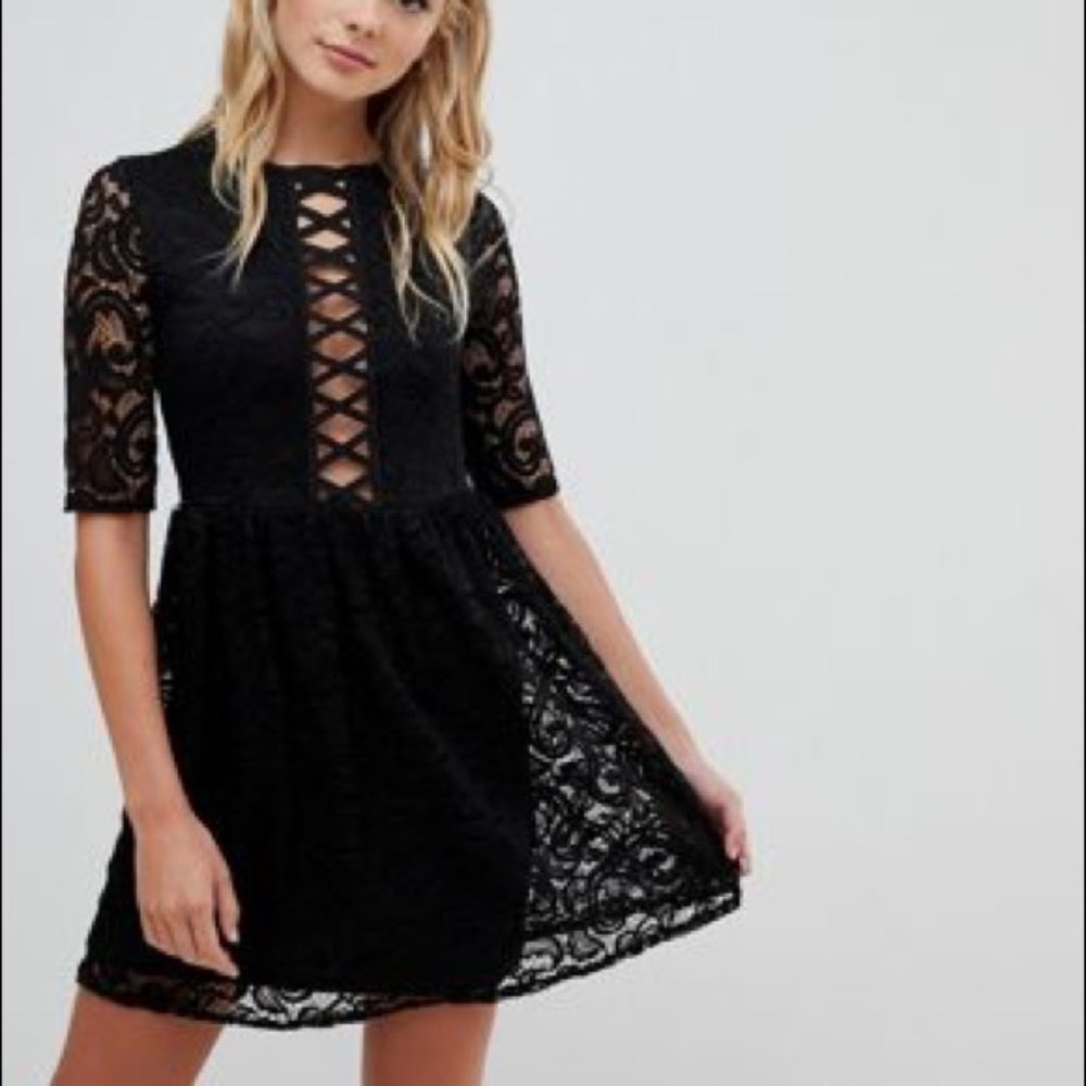 NWOT Urban Bliss Cage Dress In Black Lace